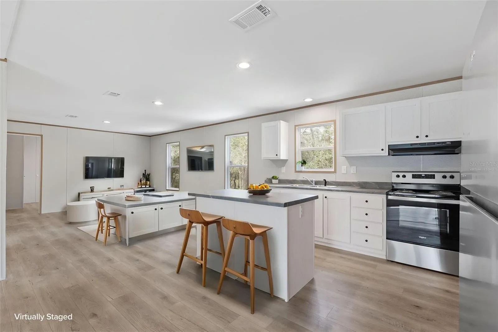 Virtually Staged Kitchen &amp; Dining/Living Area