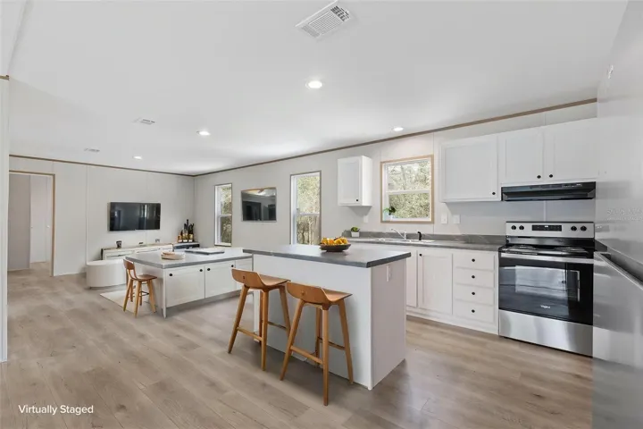 Virtually Staged Kitchen &amp; Dining/Living Area