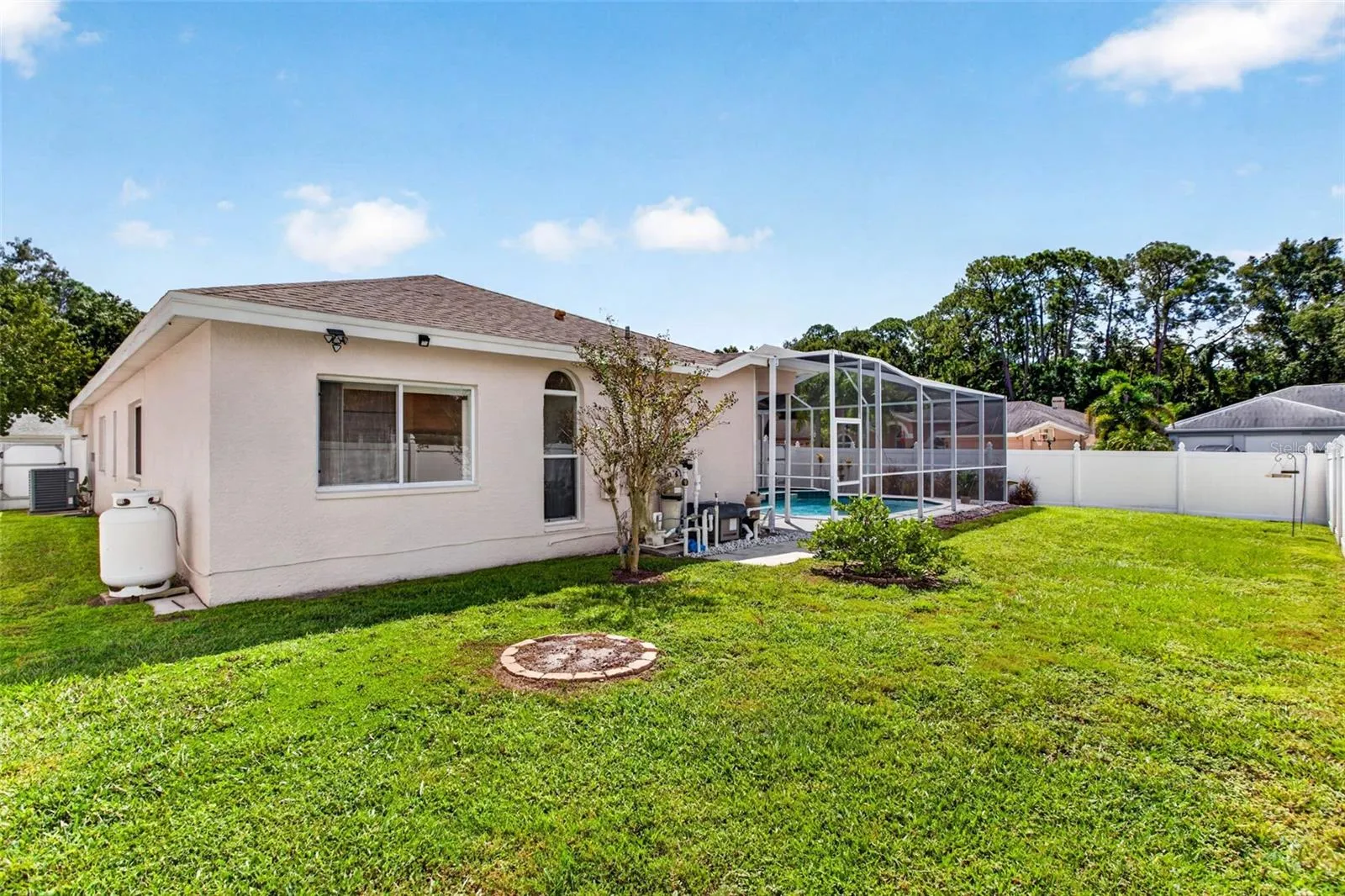 Plenty of green space in backyard