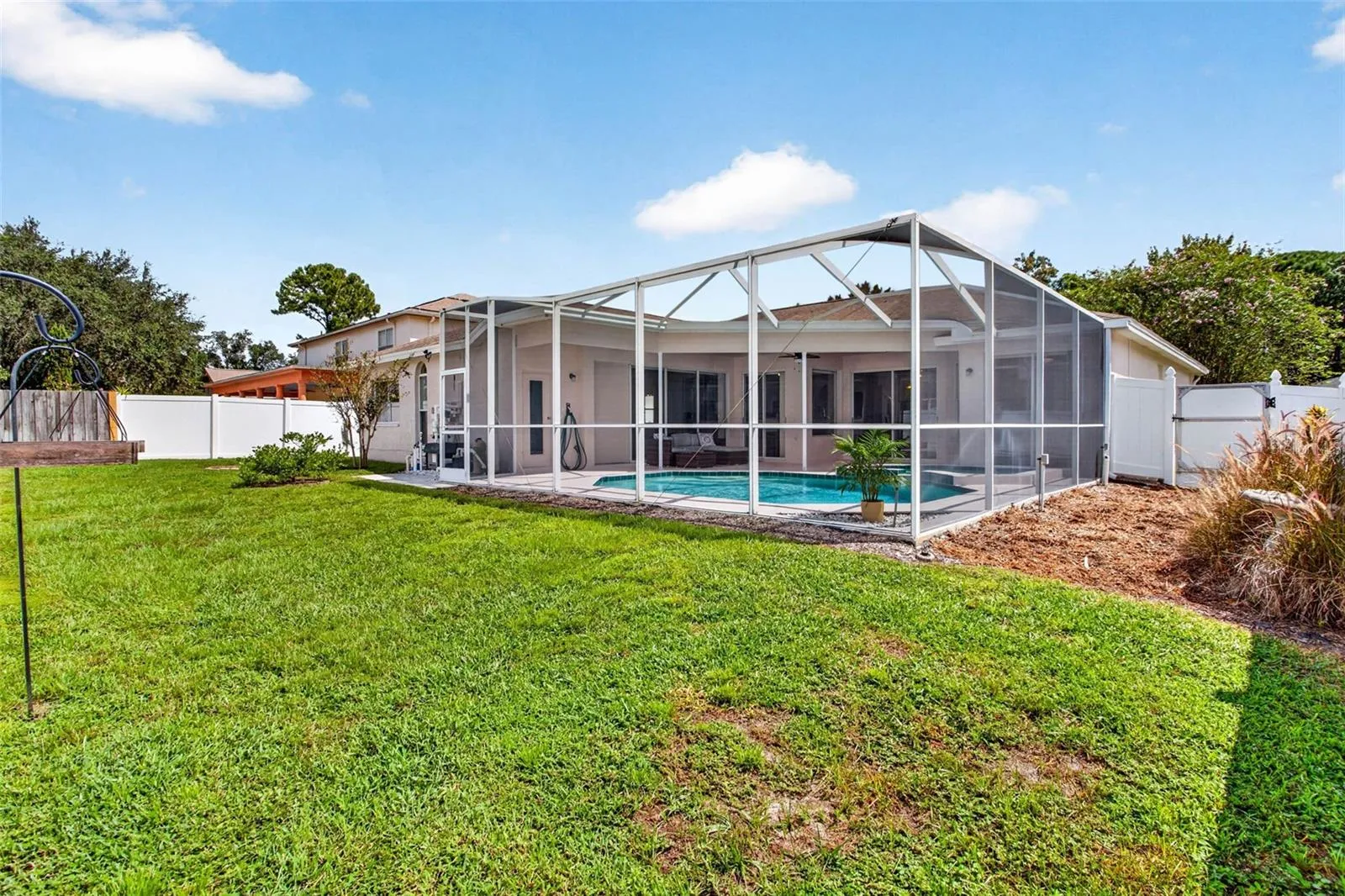 Plenty of green space in backyard