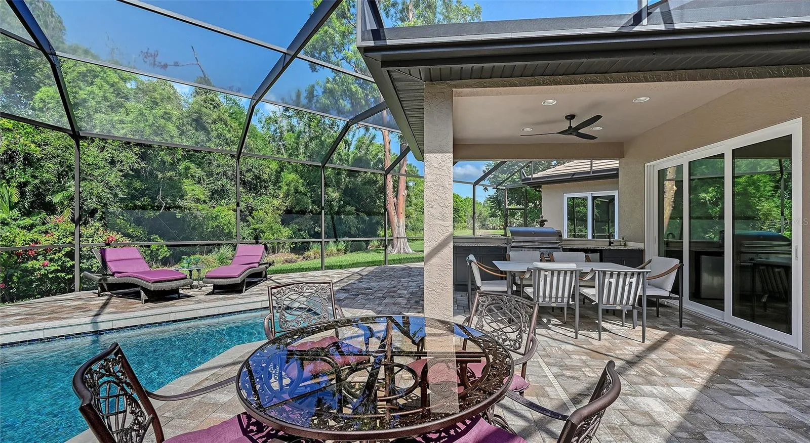 Screened pool area.