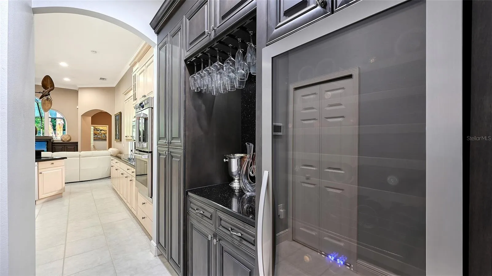 Butler Pantry and Wine Cooler in Kitchen Hallway.