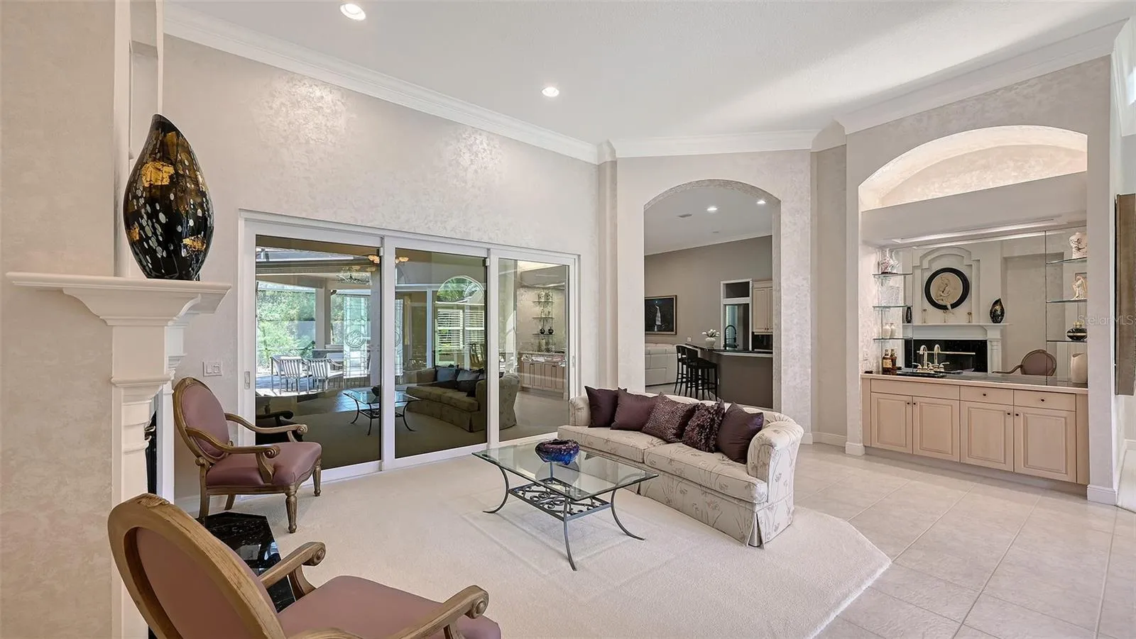 Separate Living Room with wet bar.