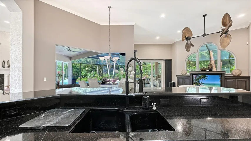 Kitchen counter-top with sink.