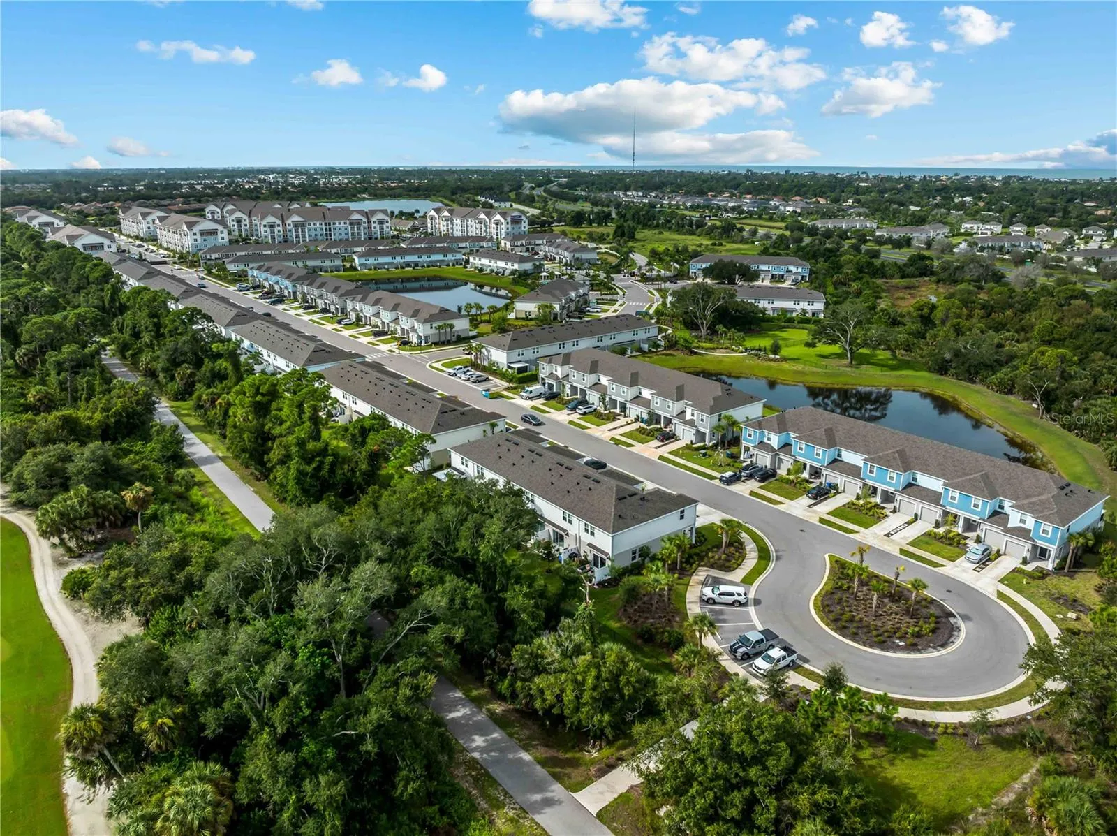 Aerial of the Legacy Trail entrance within the community.