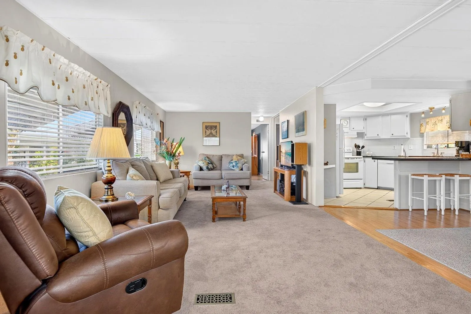 Living Room showing Kitchen to the right side