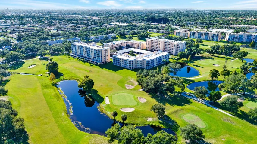 Beautiful view of area with golf course and condos