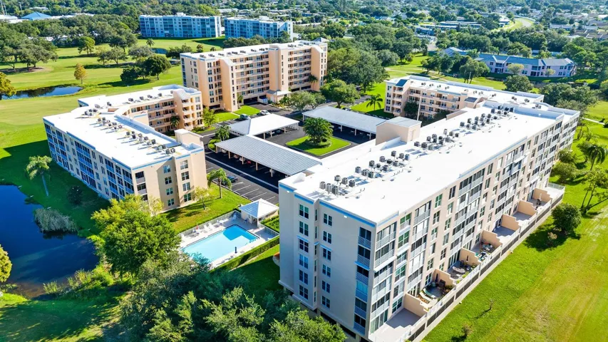 Aeriel View facing into buildings on the left side
