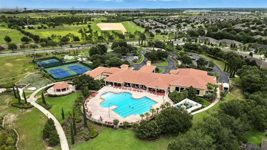 Aerial View of the Community Pool and Clubhouse