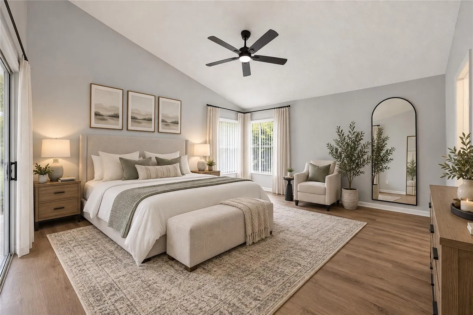 Staged primary bedroom