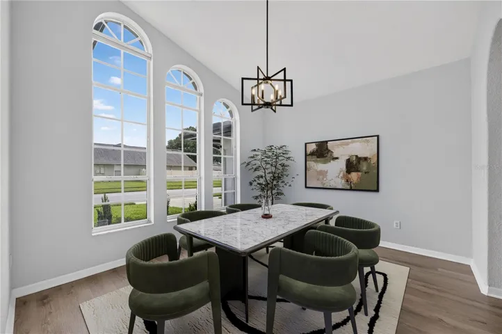 Staged dining room