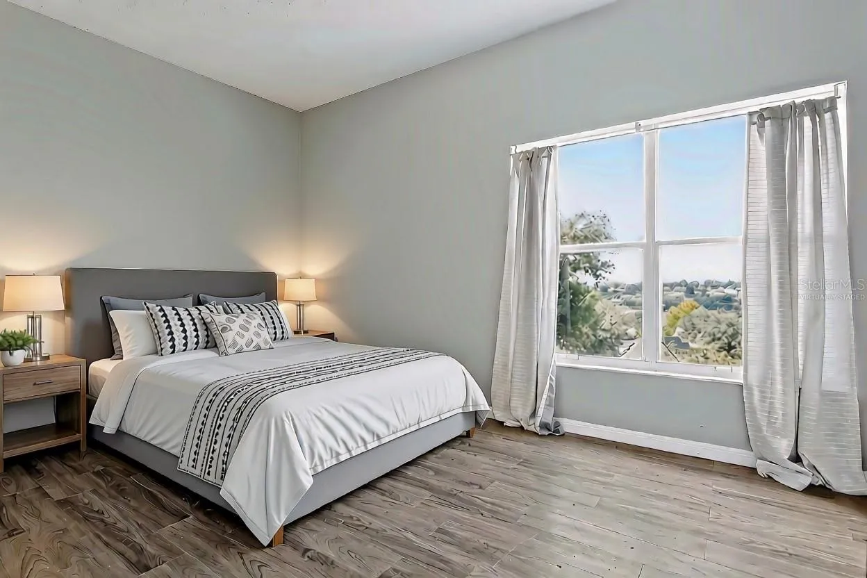 Virtually staged Master Bedroom