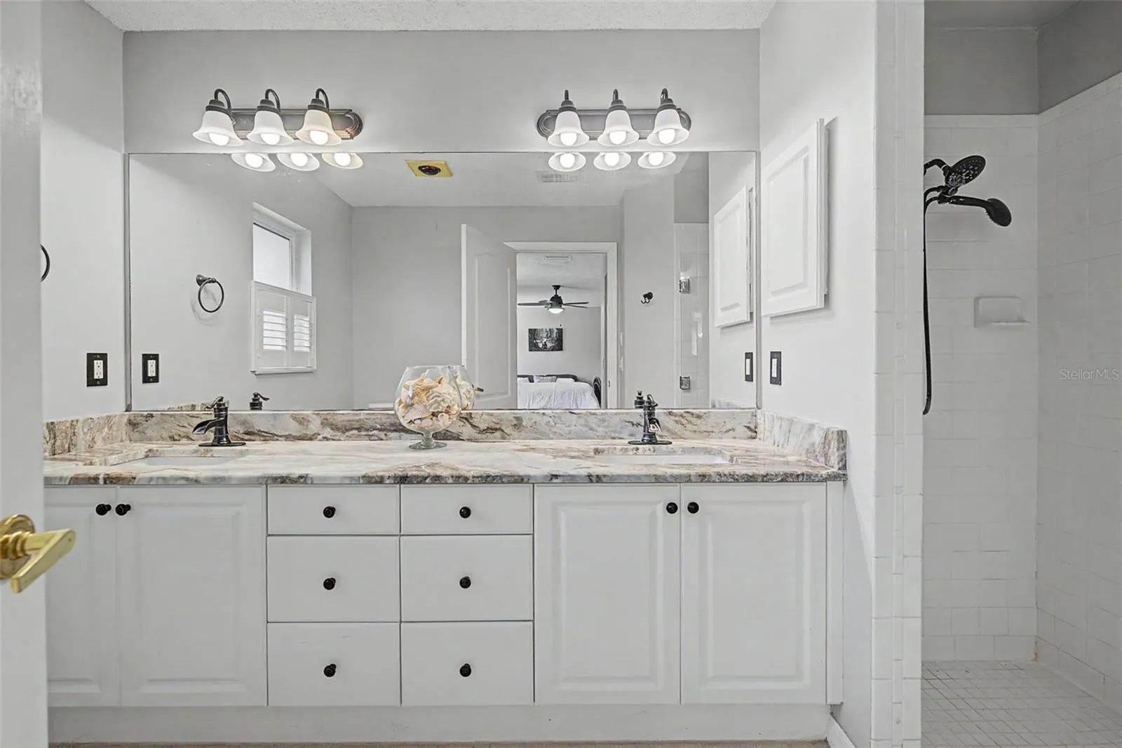 Double vanity provides additional storage options