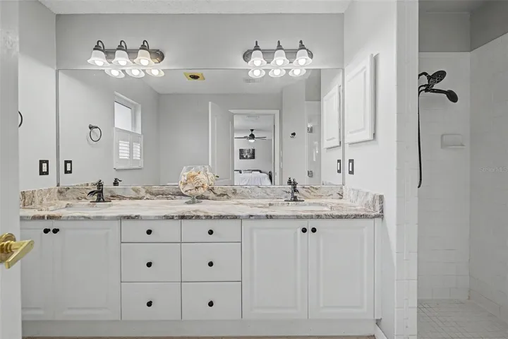 Double vanity provides additional storage options