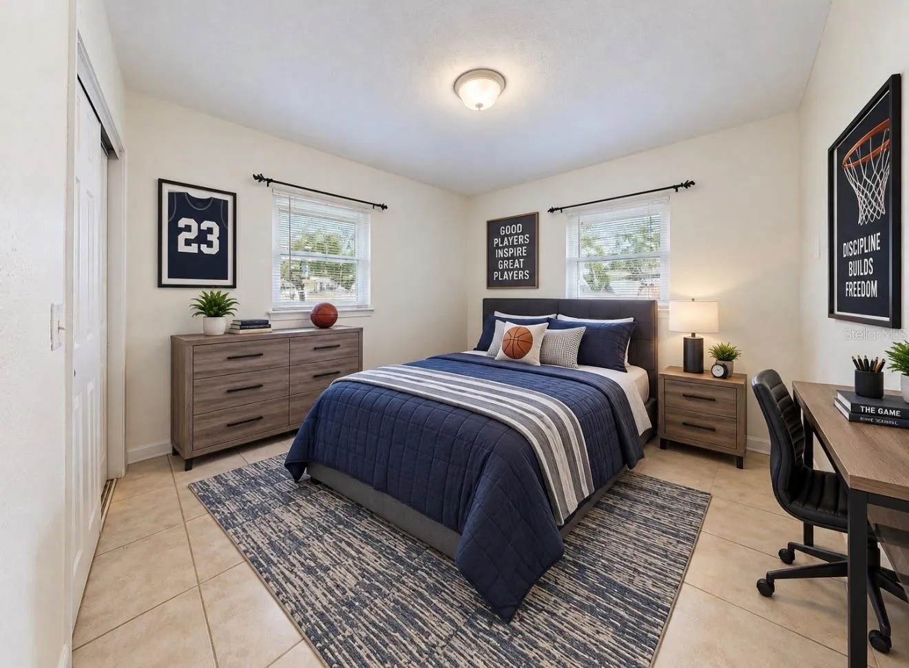 Bedroom with Boxes virually staged