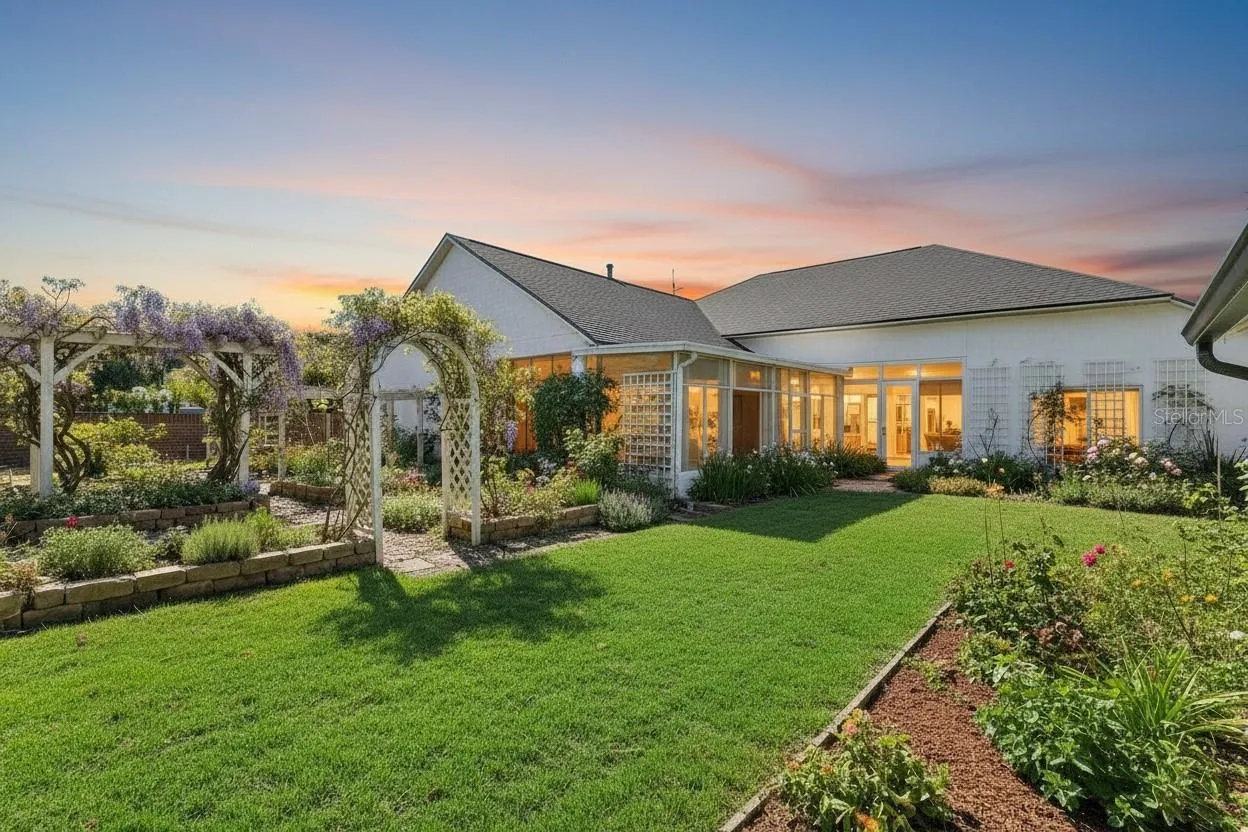 Virtually Changed to show backayrd potential with existing flower beds and added landscaping.