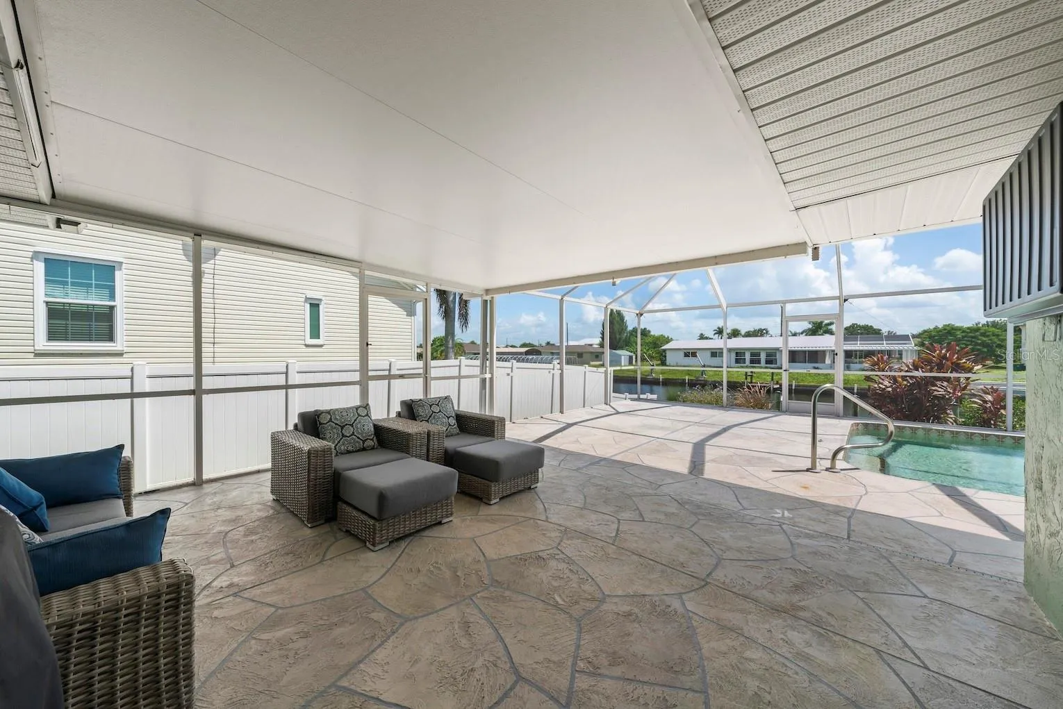 Large covered lanai space.