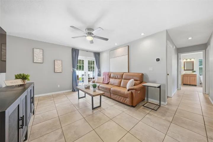 All 3 bedrooms are to the right of the Living Area.