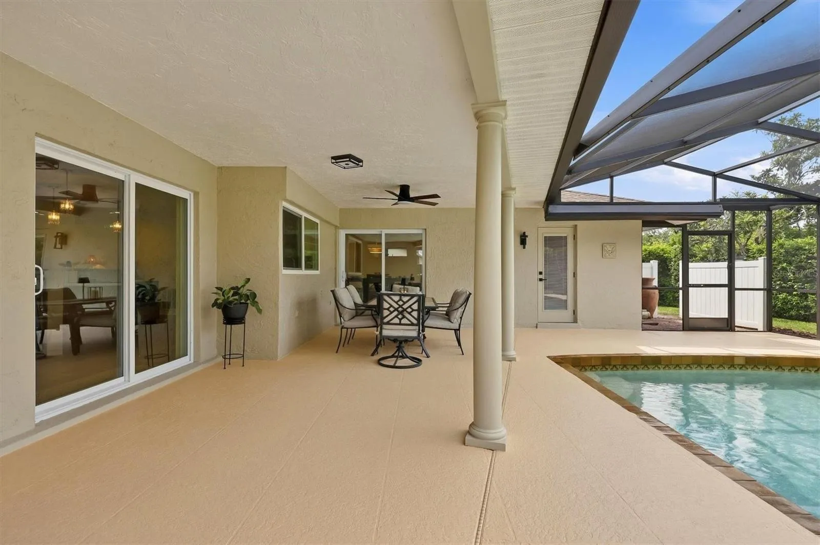 Large outdoor area under roof for shade.