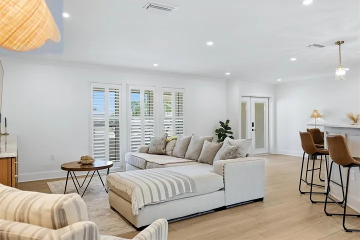 Open concept with brand new luxury vinyl plank floors