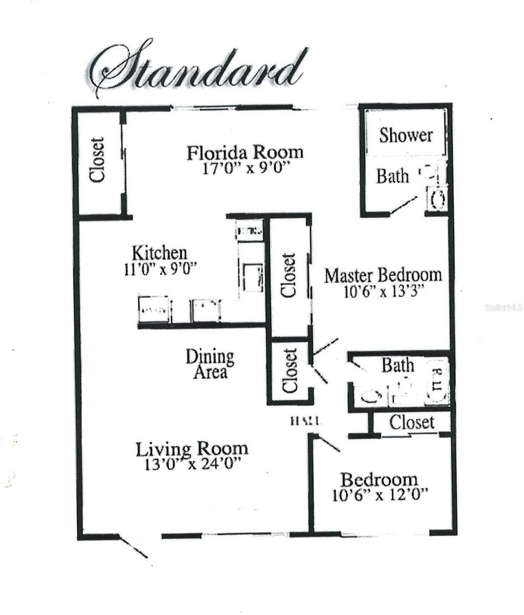 Standard 1100 sq ft Layout (note that this image is mirrored)