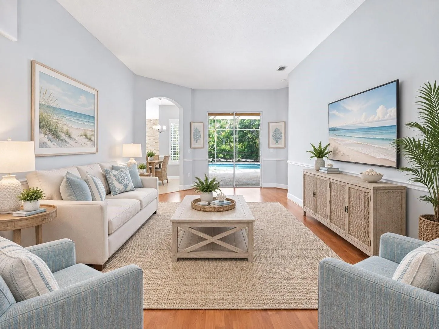 Virtually staged living room