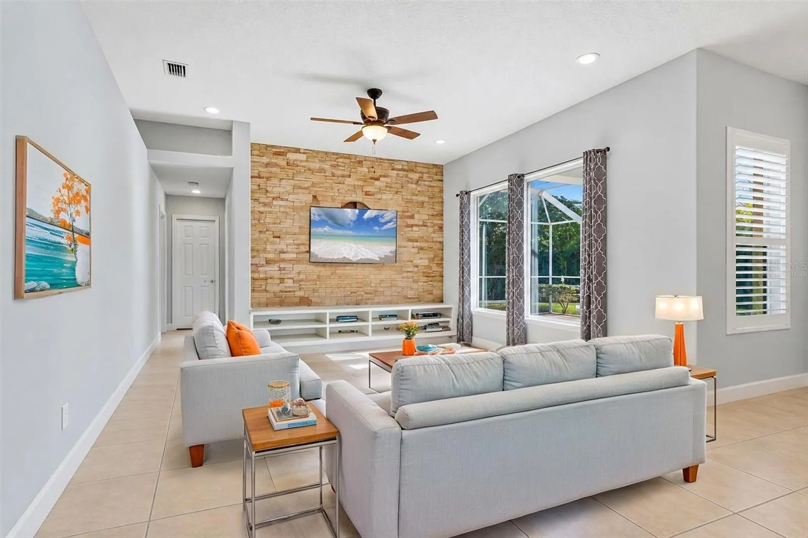 Virtually staged family room