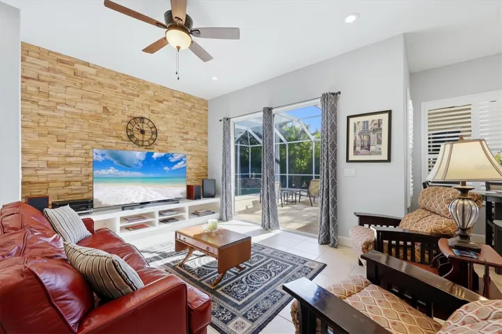 Family Room with pool view