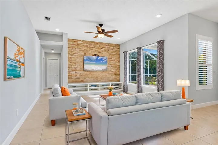 Virtually staged family room
