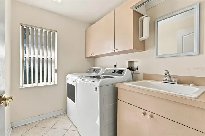 Your laundry has its own private entry and offers a window and a laundry sink!