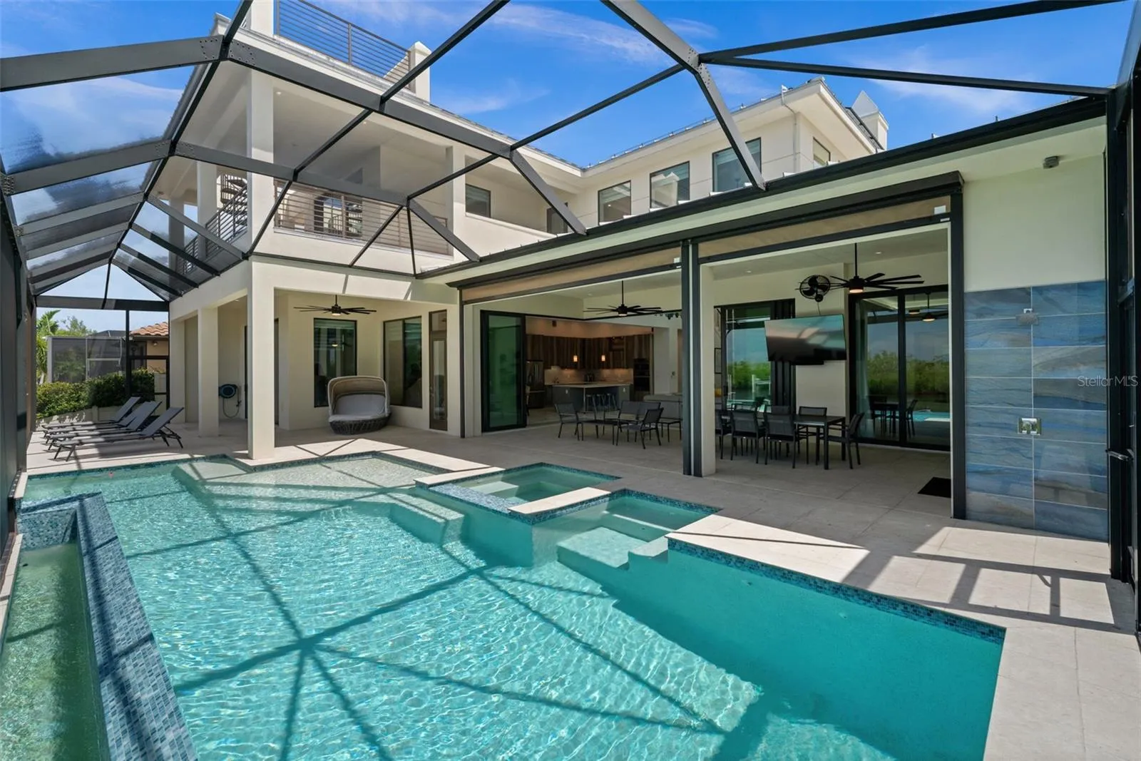 Heated saltwater pool and spa