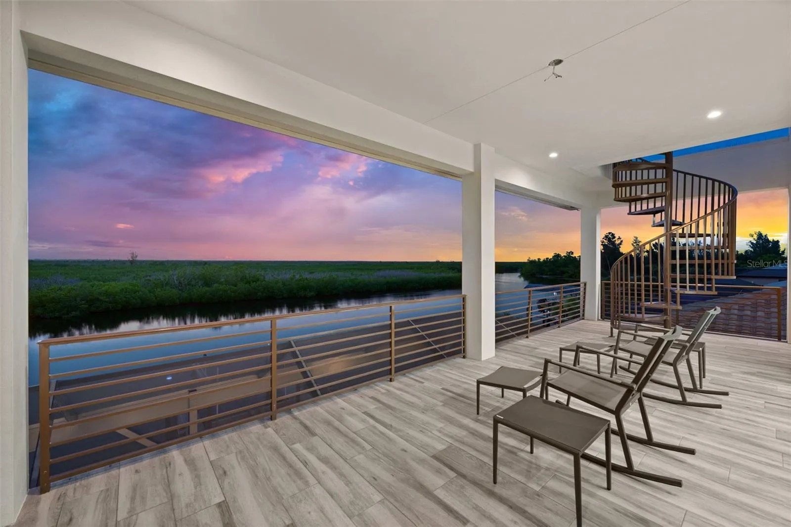 The 2nd floor balcony is a great place to watch the sunset