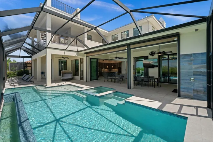 Heated saltwater pool and spa