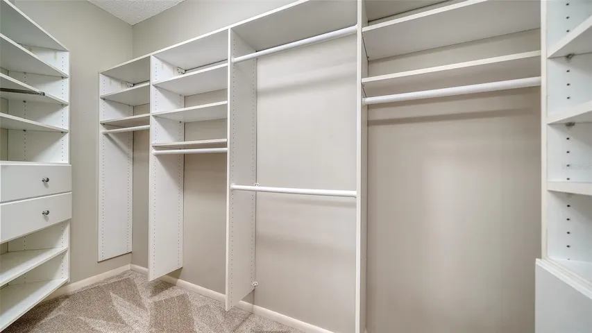 custom closet with new carpeting