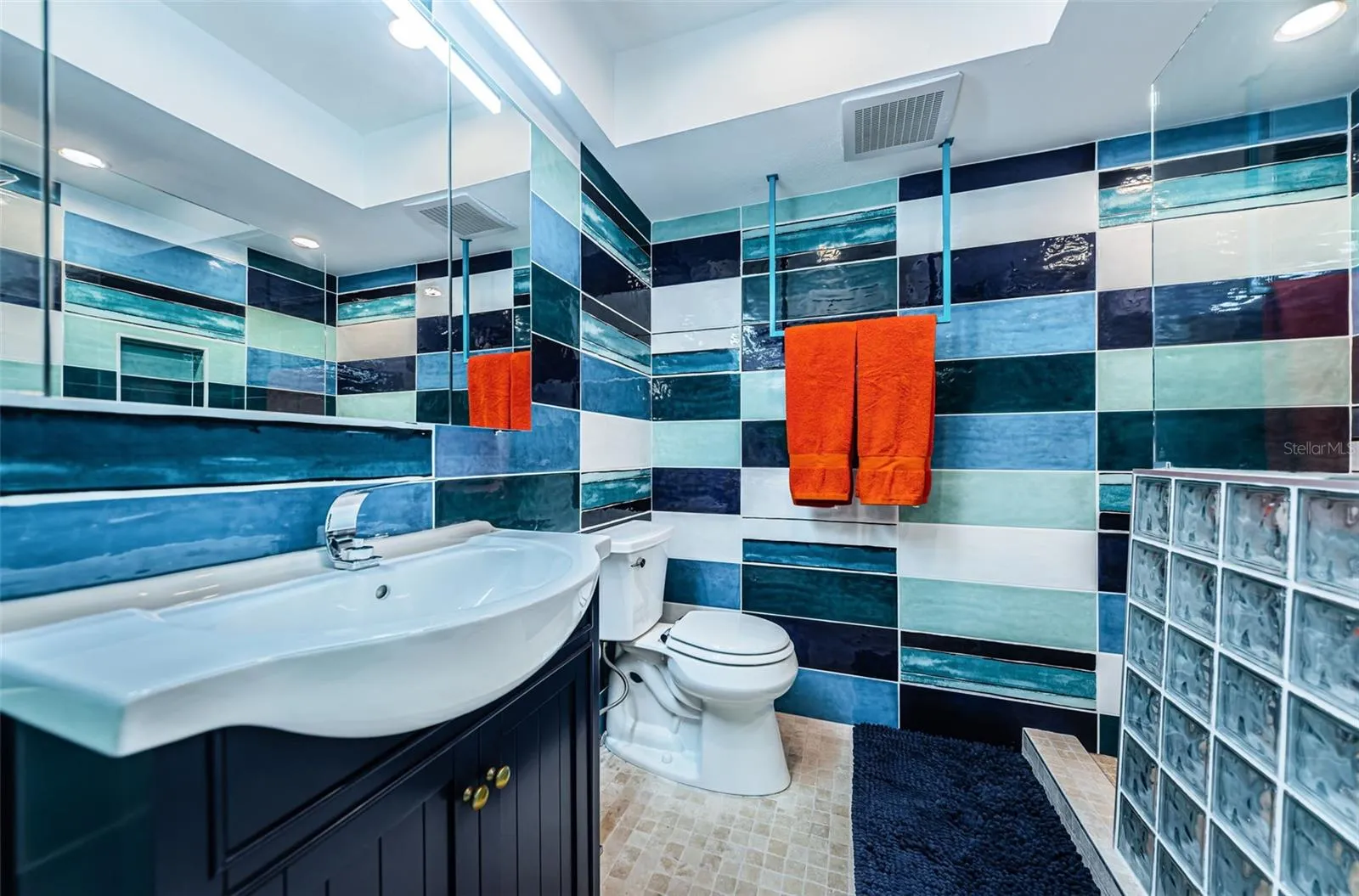 Updated guest bathroom with walk-in shower