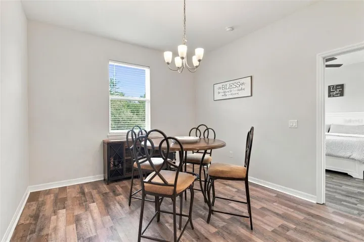 Tall ceilings  and seating area.