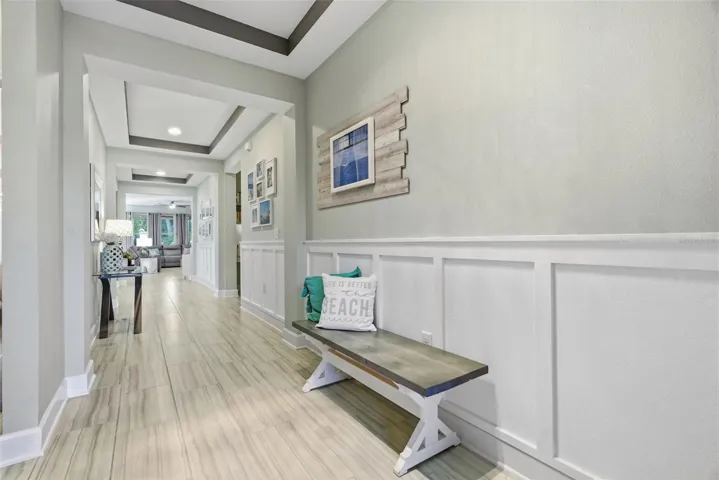 Entry foyer with board-and-batten wainscoting