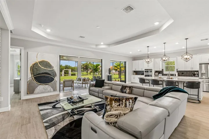 Great Room w/Custom Tray Ceiling