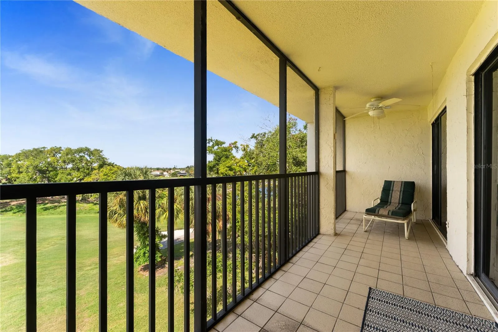 Balcony overlooks golf course