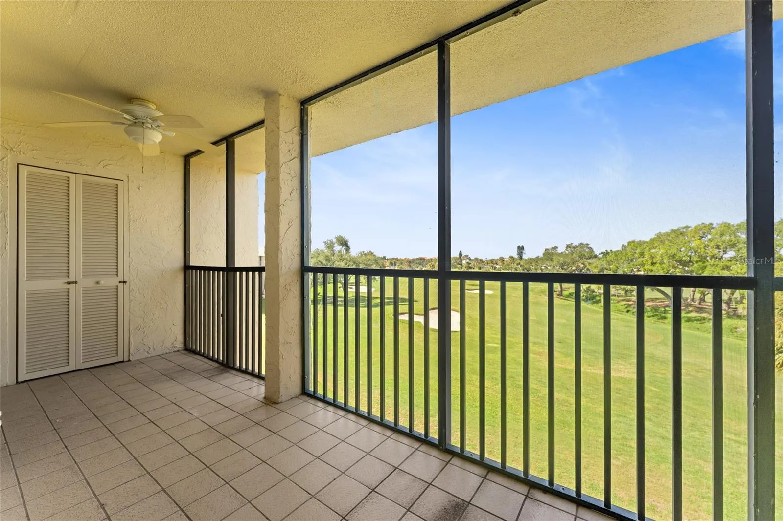 Balcony overlooks golf course