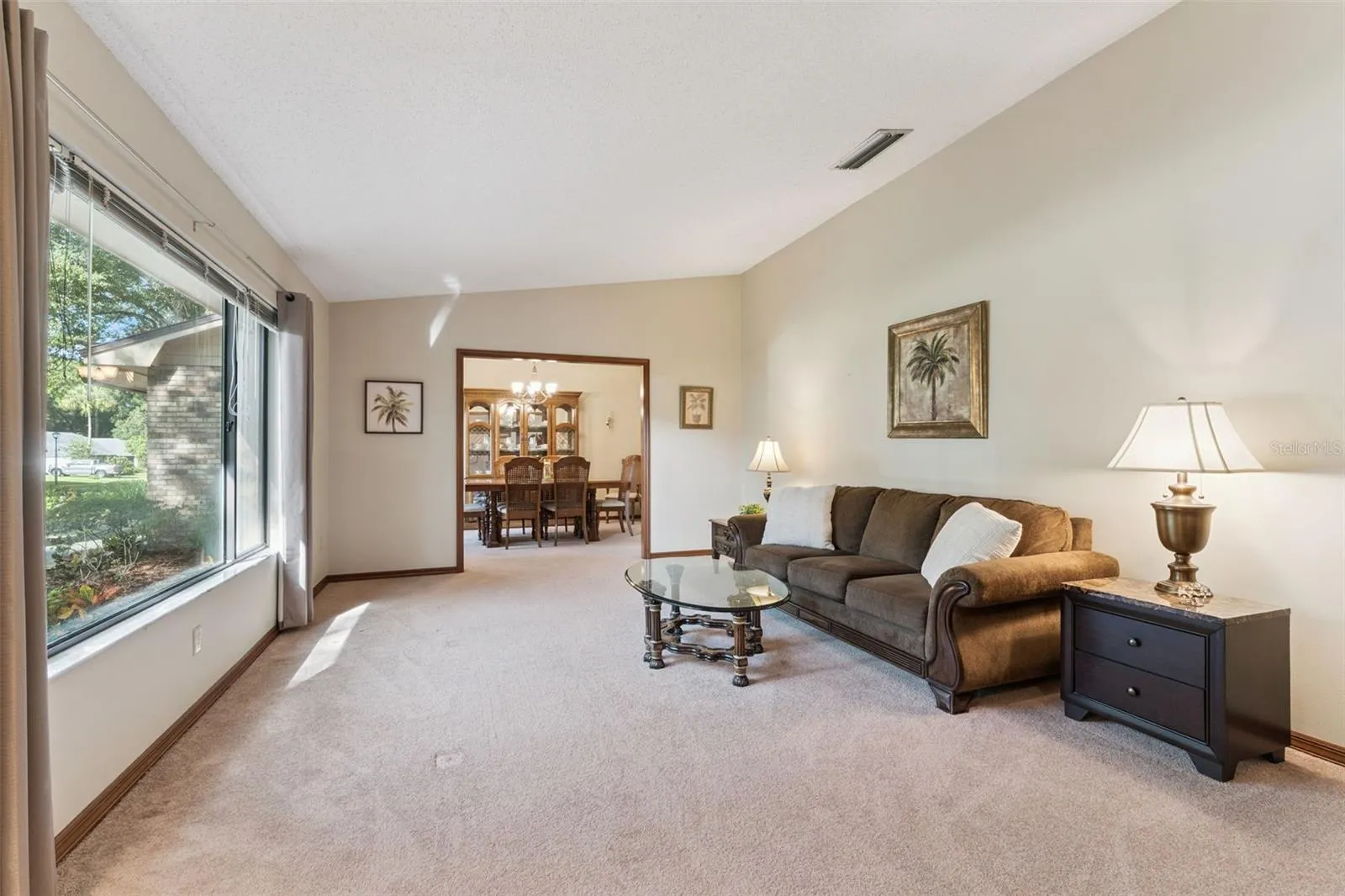 Living room and adjoining dining room