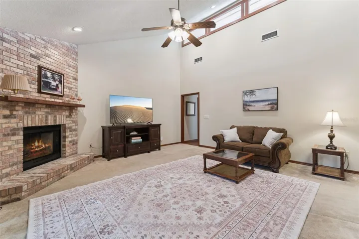 Family room with fireplace