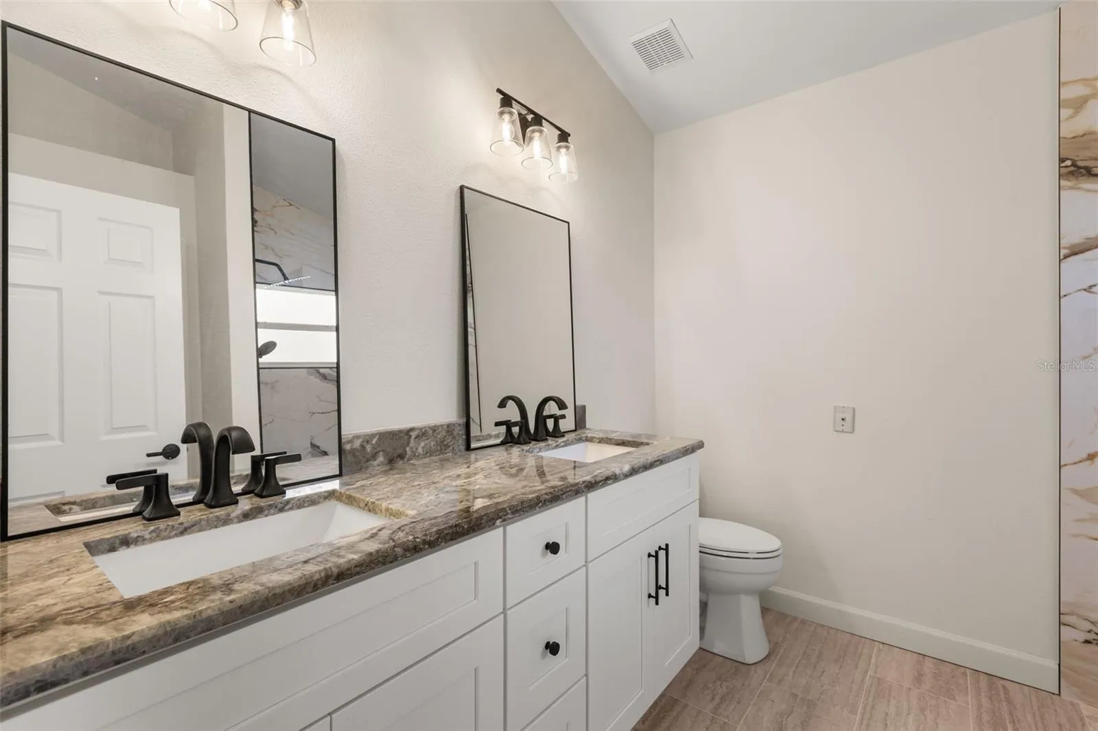 Primary bathroom Quartz countertops