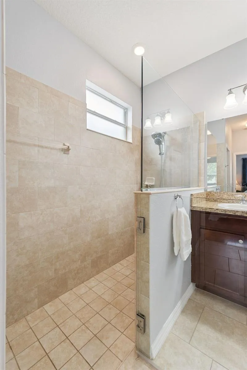 Handicapped-accessible tiled shower
