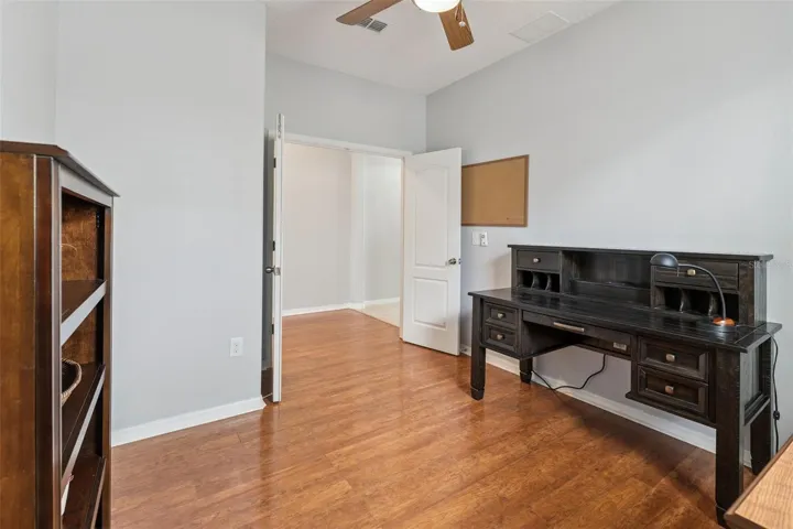 French doors are feature in the Den/Office