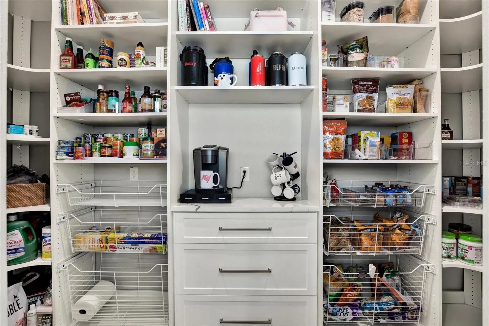 Walk-in pantry with builtins