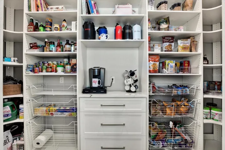 Walk-in pantry with builtins