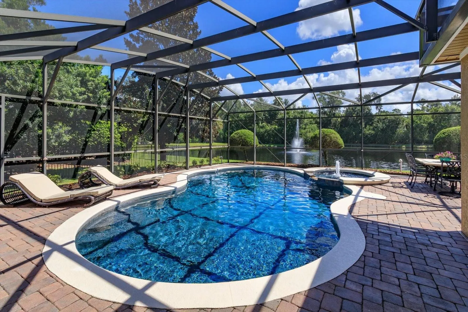 Updated Saltwater Pool and Heated Spa with in-ground Bulter System, Fountain and Lights