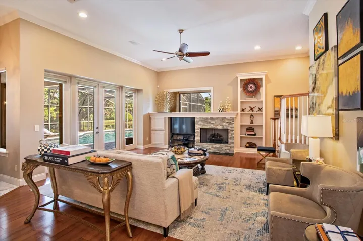 Family Room with view to Pool & Lanai