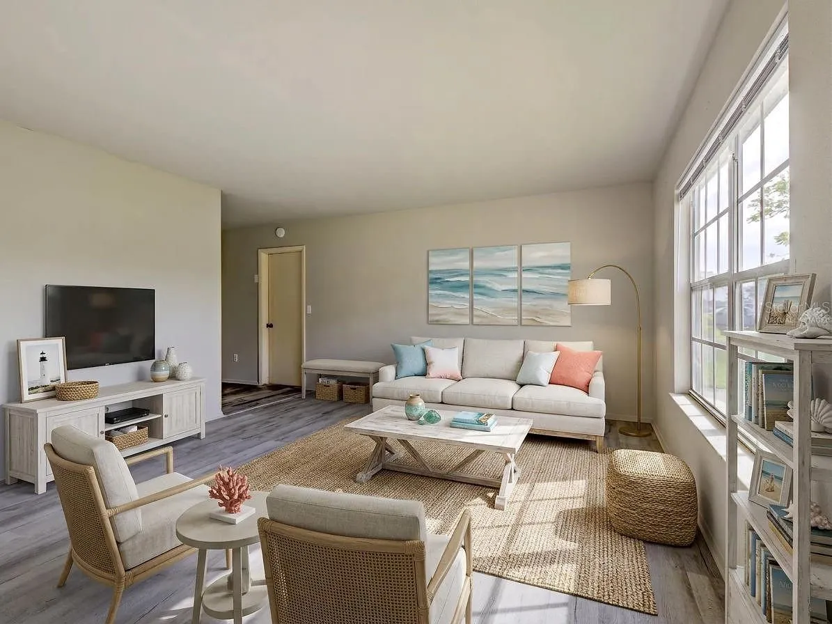 Virtually staged living room